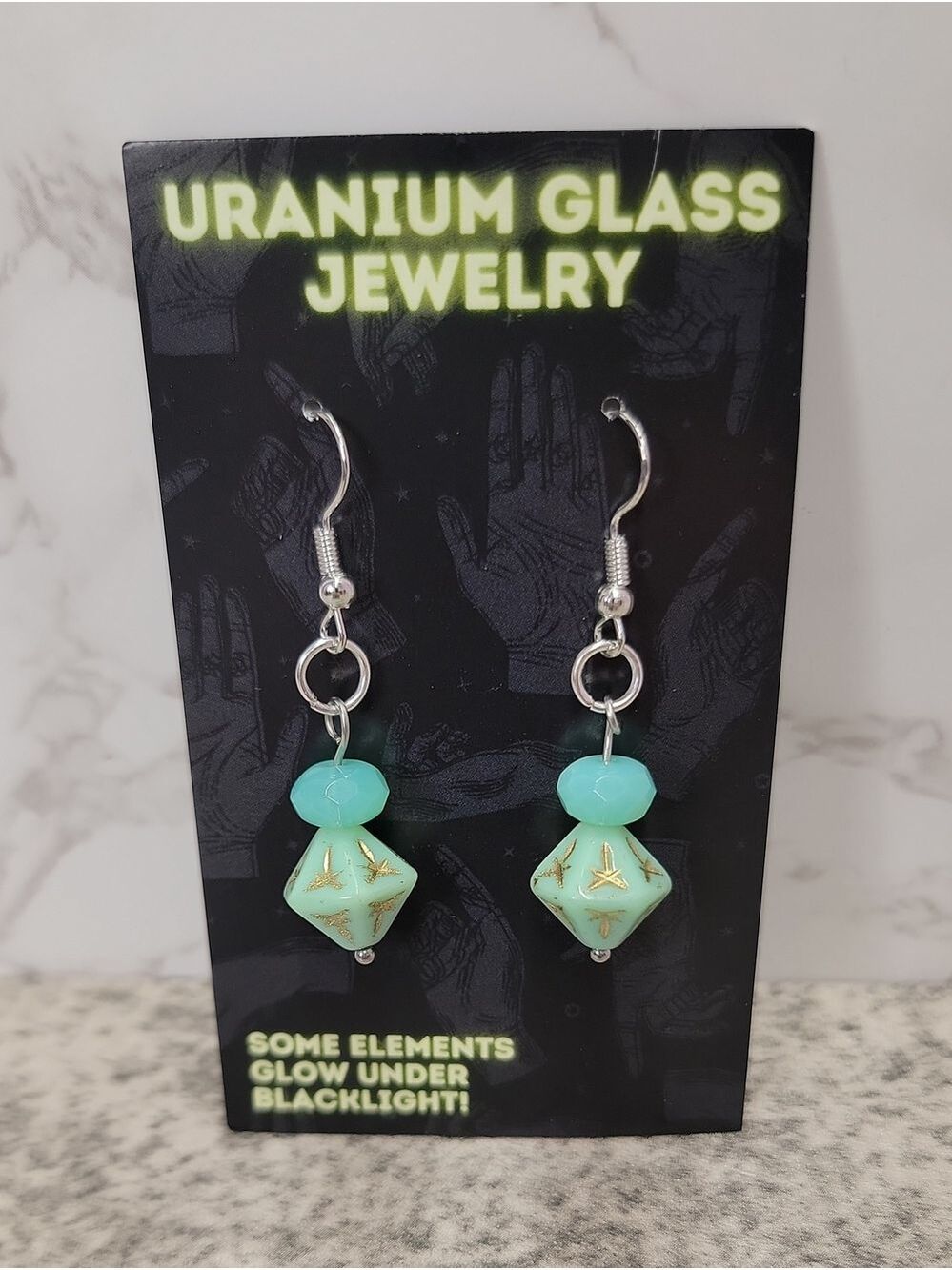One of a kind Uranium Glass Earrings